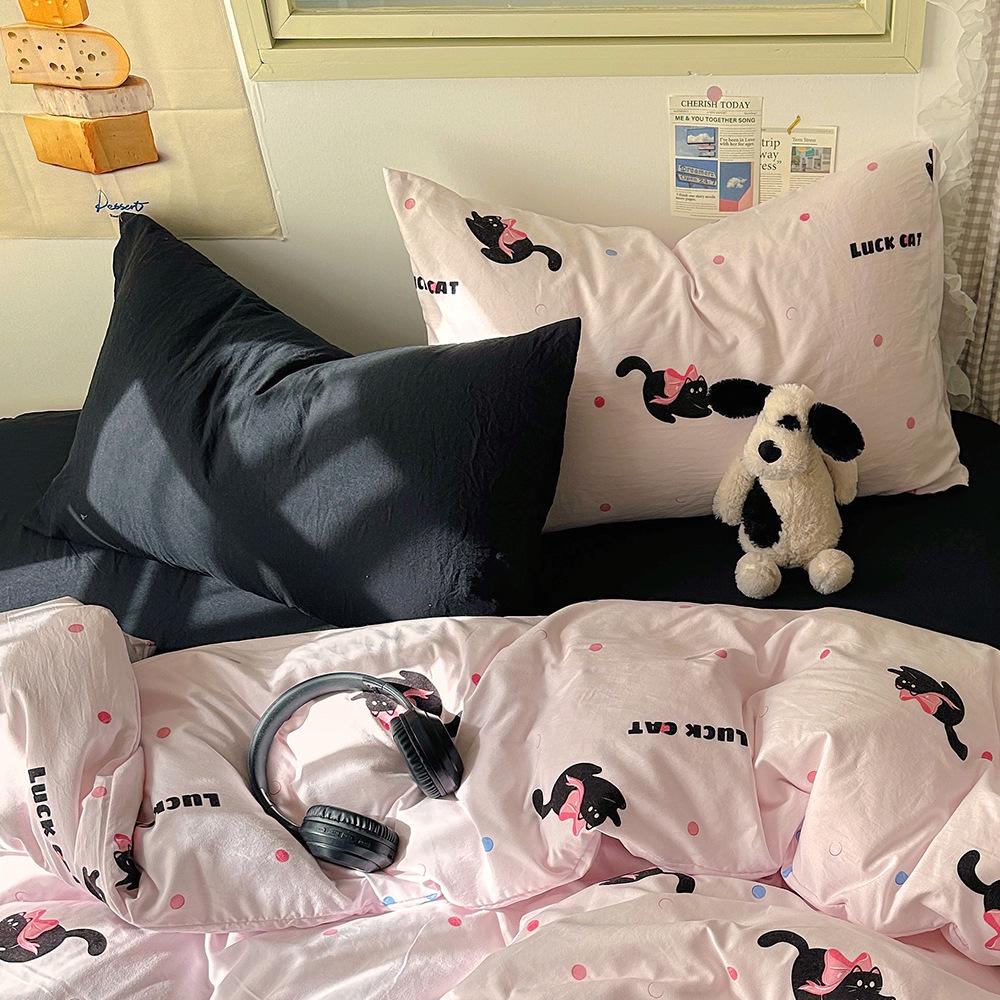 Cartoon Washed Cotton Pillowcases - Adult Spring Pair 48x74cm