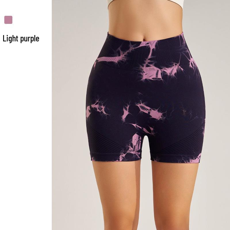 Creative Tie-Dye High-Waisted Yoga Shorts – Versatile, Hip-Lifting, Body-Shaping Fitness Pant with High Elasticity Small светло-фиолетовый