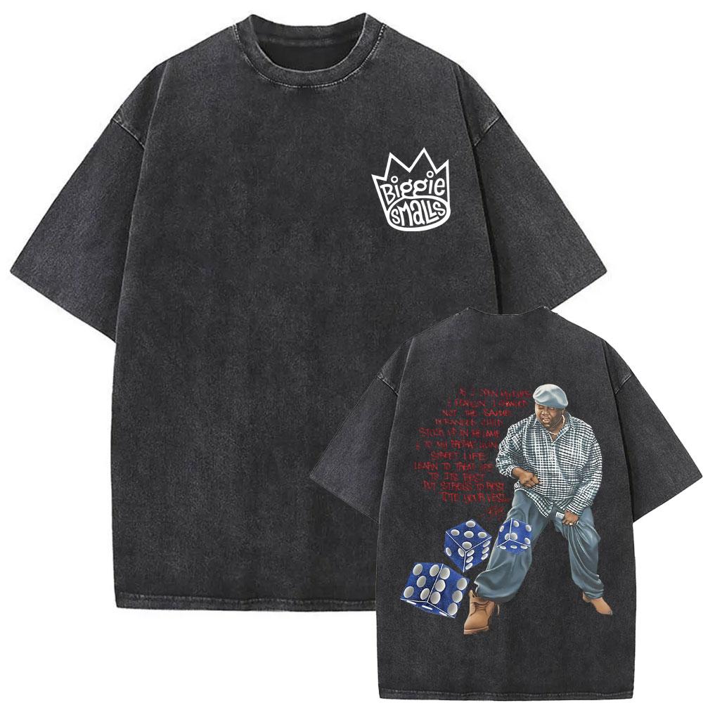 Washed Vintage Rapper The Notorious Big World Tour  Tshirt Biggie Smalls Print T Shirts Men Women Hip Hop Oversized Tshirts