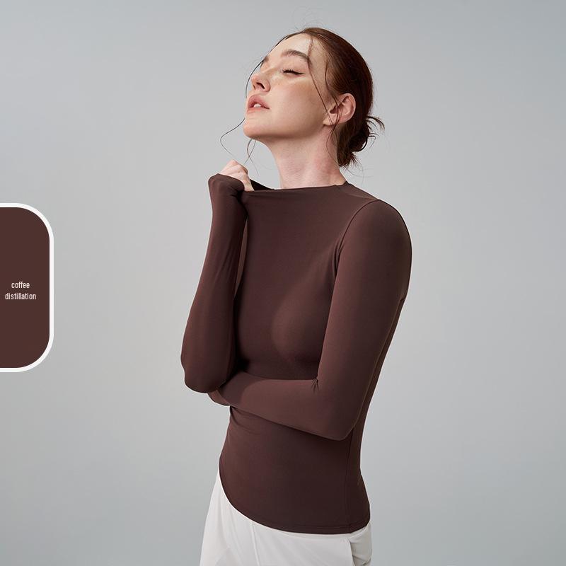 Autumn/Winter Versatile Round Neck Base Layer Sport Top - High Elasticity, Breathable Yoga Fitness Long Sleeve