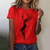 Women's T-Shirts Top Short Pullover Sleeved Art Shadow Printing Fashion Leisure Style O-Neck Harajuku Tee Shirt Female Clothing