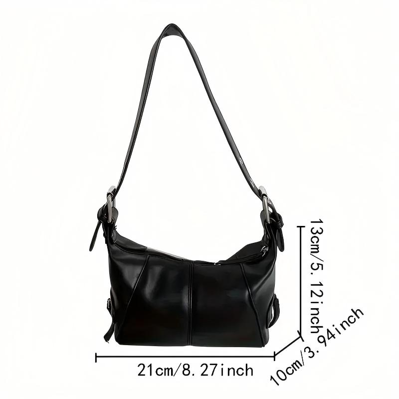 New Fashion Cool Girl Black Shoulder Bag Leather Designer Underarm Bag For Women Trendy Multi-pocket Handbag