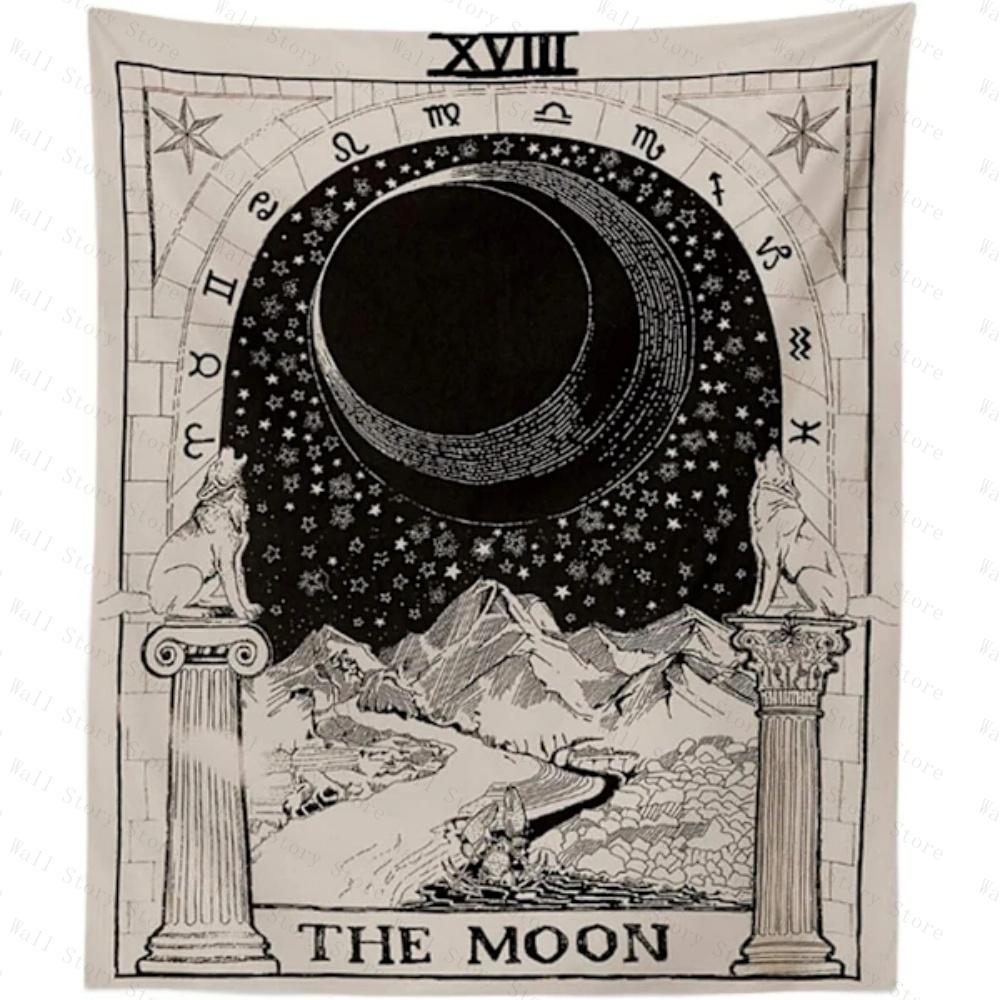 Psychedelic Mandala Yin Yang Tapestry Sun Moon Boho Wall Hanging Black White Tapestry Aesthetic Wall Decor for Bedroom Tapestry