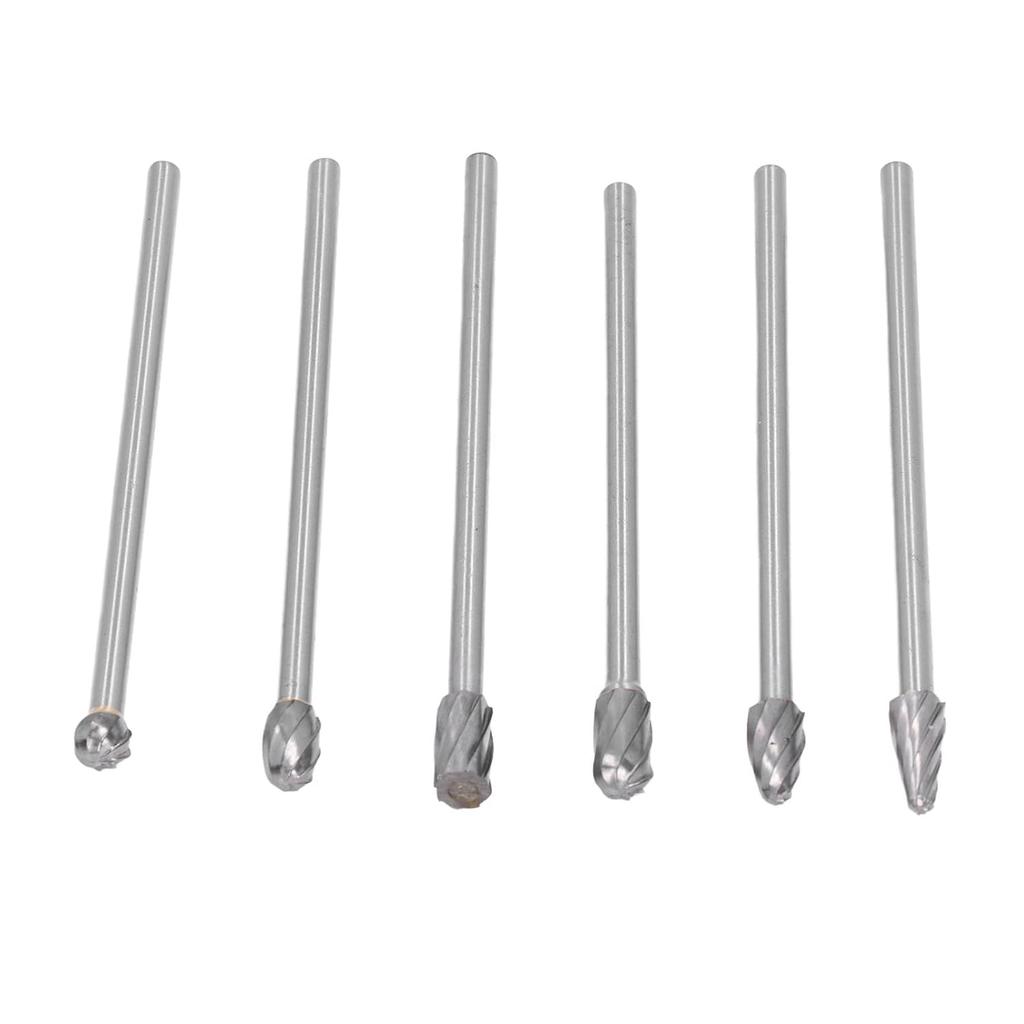Cylinder Head Porting Kit, 6Pcs Cut Carbide Burr Set Lengthen for Woodworking,Drilling, Metal Carving, Engraving, Polishing, Cutting Burs