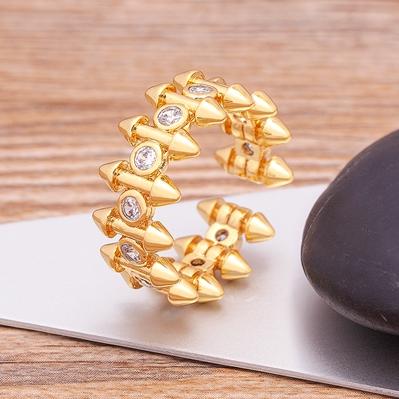 Luxury Cross X Shape Women Engagement Ring Full Paved Zircon Gold Color Elegant Simple Jewelry Open Adjustable Ring