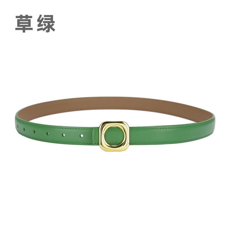 Four Seasons Available Belts Women'S Fashion Versatile Trendy Decoration Suit Leather Thin Belt Square Buckle Leather Ins Style Jeans Belt