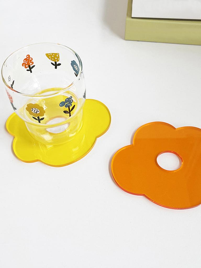 1pc-Transparent Cup Mat Acrylic Flower Shaped Tableware Decor Coaster Table Heat R Esistant Mat Practical Placemat