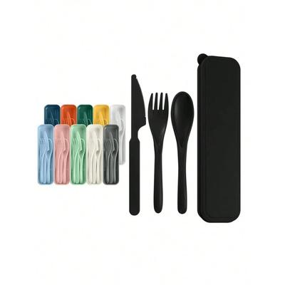 1 Stück Plastikmesser-, gabel- und löffel-besteckset, wiederverwendbar, tragbares besteck, geeignet für schule, outdoor, camping, büro
