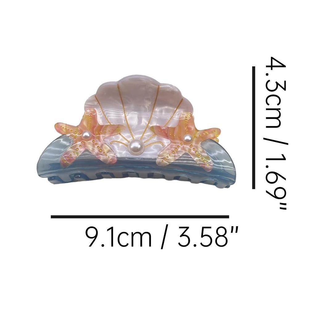 Starfish and Shell Hair Clip,Acetate Hair Claw,Small Hair Clips for Women