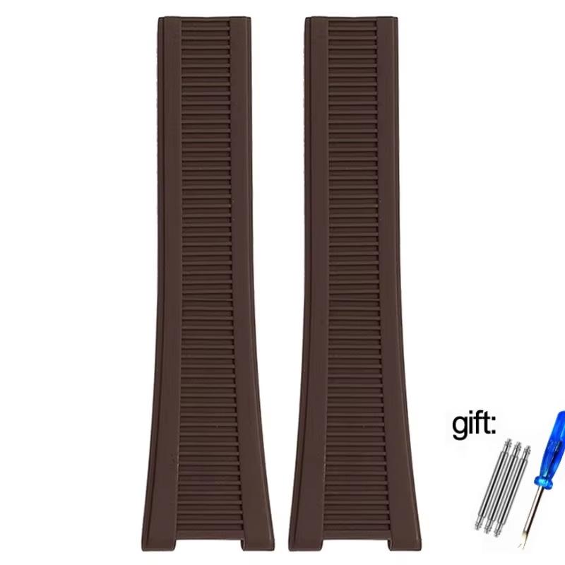 Gummi Konkaves Uhrenarmband für Patek Nautilus Philippe PP 5711 5712 Schwarz Blau Grau Braun Silikon Uhrenarmband 25mm*13mm