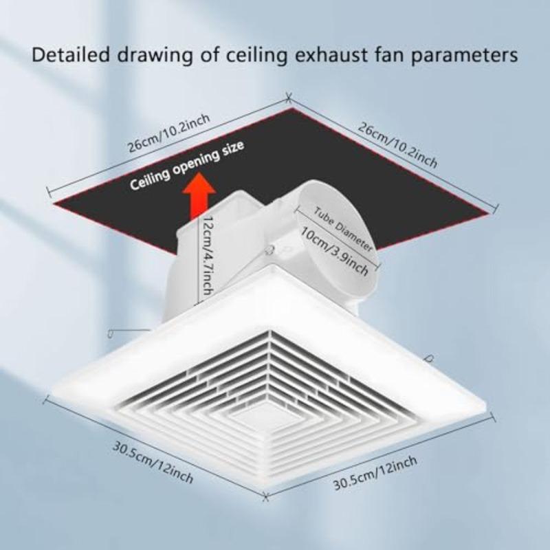 Bathroom Exhaust Fan for CeilingHousehold Bath Vent Ventilation Fan 110 CFM 4-in Duct 1.0 Sones Quiet Operation 13W Energy-Savi