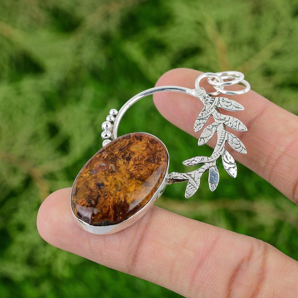 Daughters Day Deal Golden Pietersite Gemstone Pendant Jewelry Sterling Silver