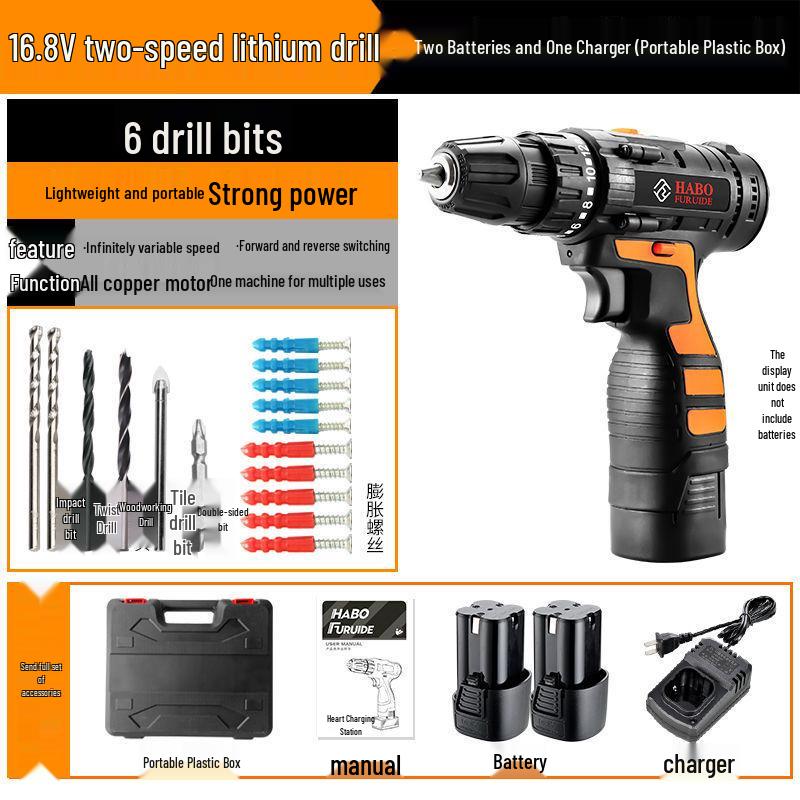 Rechargeable Multifunction Electric Drill & Impact Screwdriver Set