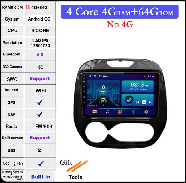 9 lnch For Renault Kaptur Captur 2016 2017 2018 2019 Android 14 Auto Radio Multimedia GPS Player Stereo Carplay WIFI BT