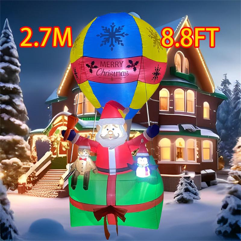 

Inflatable Toy Hot Air Balloon Santa Christmas Inflatable Model Luminous Inflatable Model Christmas Atmosphere Decoration Model UK Plug