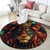 Royal Lion Round Area Rug,Carpet Rug for Living Room Bedroom Sofa Playroom Decor,Non-slip Floor Mat