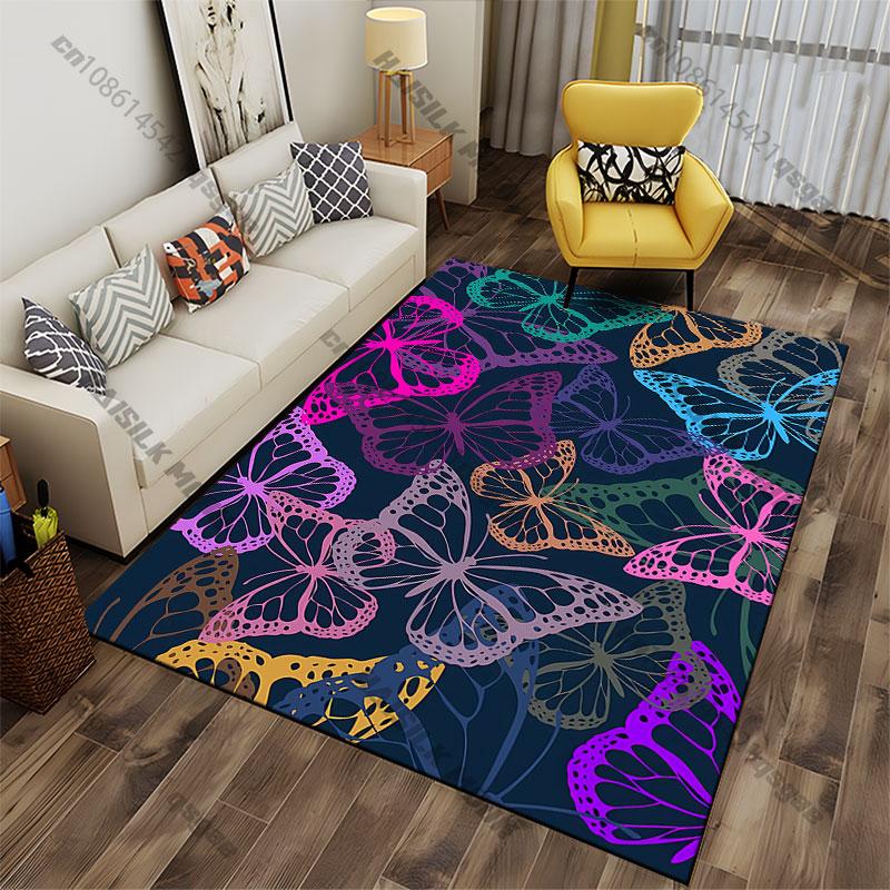 Colorful Butterflies In Elegant Flight Carpet Yoga Living Room Room Decor Children's Crawling Mat Doormat Area Rug