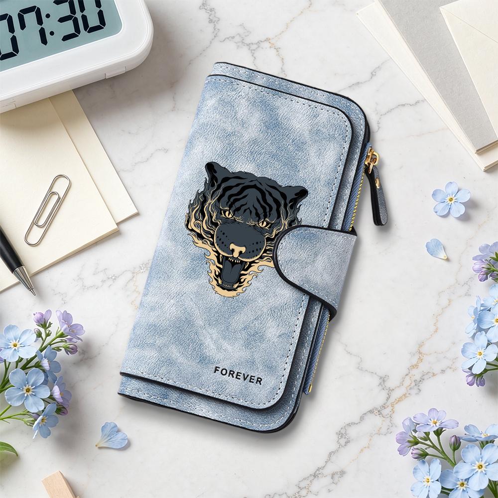 Fashion Tiger Pattern Long Wallet Multi Slot Card Holder Casual Portable Purse