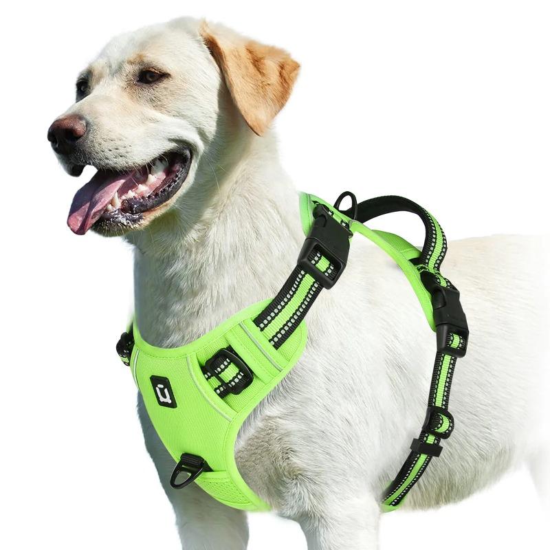Verstelbaar Zacht Gevoerd Anti-trek Hondentuig Makkelijk Bedienbare Handgreep Huisdier Vest Comfortabel Trainingsmateriaal Voor Honden (Light green,S) lichtgroene kleur