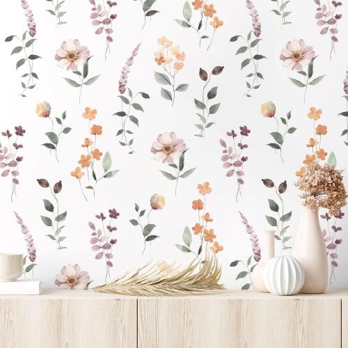 VEELIKE Peelable Wallpaper Stickers, Nordic Floral Pattern, Waterproof/Heat-Resistant, Suitable for Rentals, 44.5 x 300cm, Stylish DIY Wallpaper for K