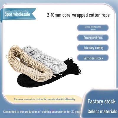 Corde de coton filé à cœur blanc cassé 2 mm-10 mm: Corde tressée multi-brins pour cordons de serrage, ceintures, casquettes, et plus