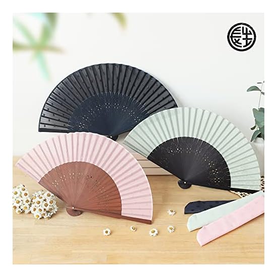 [Osaka Choseido] Folding Fan for Women, Stylish, Business Use, Includes Fan Case and Handkerchief, A