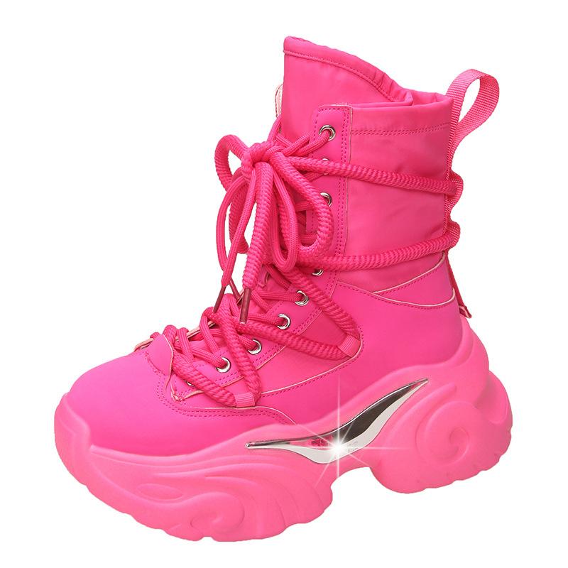 Fashion Women Ankle Boots Spring Autumn Chunky Shoes Woman High Heels Platform Breathable Sneakers Thick Sole Wedges Motorcycles Botas