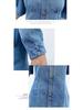 Women's Summer Bubble Sleeve Denim Dress - Age-Defying, Waist-Cinching, Slimming, Large Size.