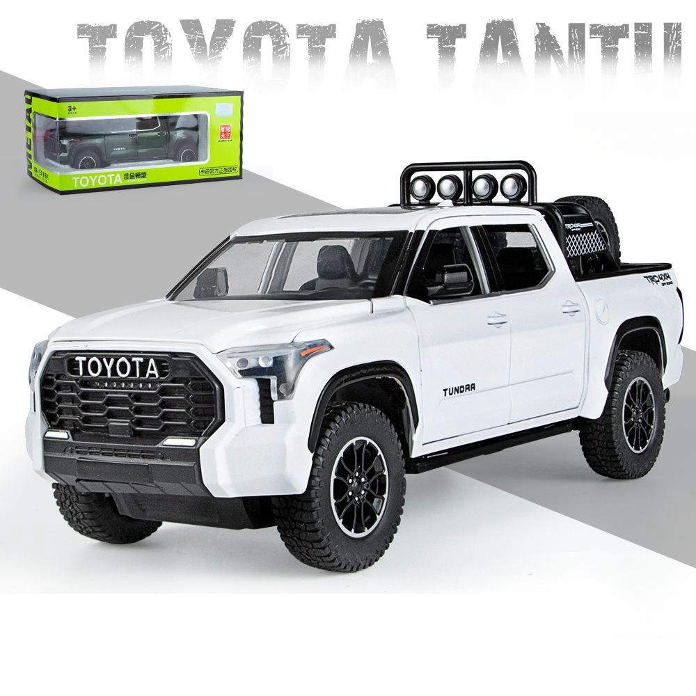 1/24 TOYOTA Tundra TRD Pickup Truck Off-Road Diecast Alloy Miniature Toy Car Model Pull Back Sound Light Collection Gift for Boy