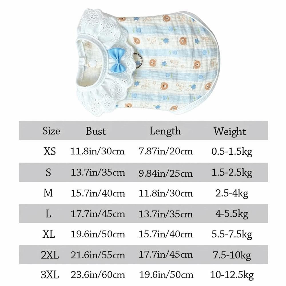 Cute Spring Summer Puppy Lace Vest Breathable Soft Cat Cake Skirt Cartoon Bowknot Kitten T-shirts for Small Medium Dog