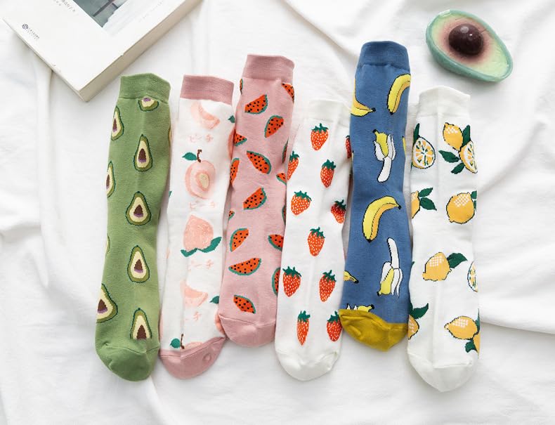 Yanmcxly Cotton Daisy Pattern Short Sizes Women's Socks, Stylish, Comfortable, Warm, Socks, 6-Pair Set, 22-25cm (Strawberry)