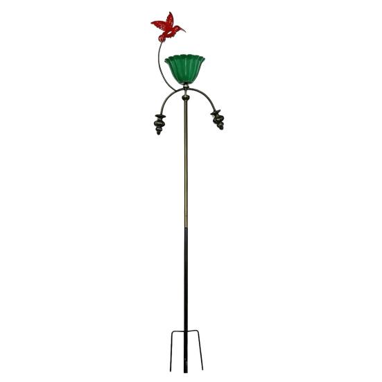 Metal Hummingbird Feeder Outdoor Bird Feeder with Three-Prong Base Cute Red Hummingbird Bird