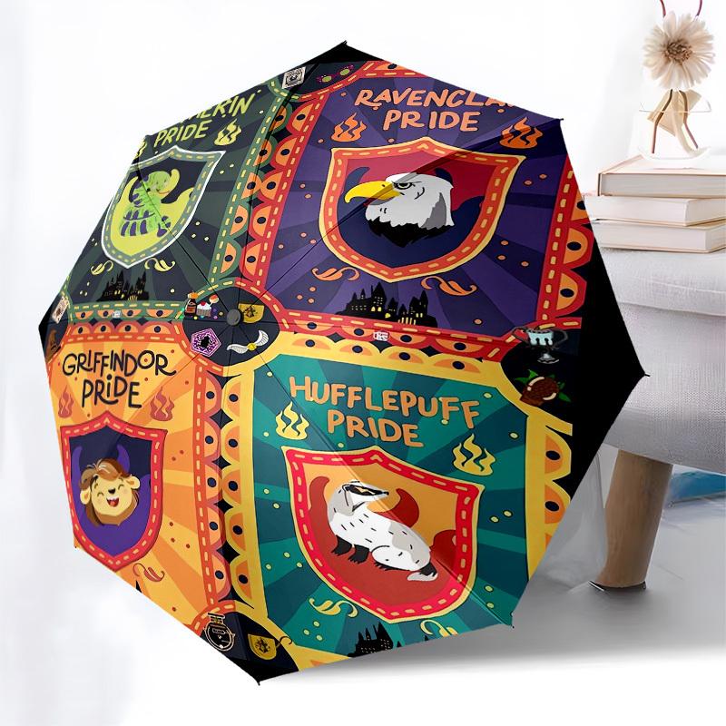 1pc Hogwarts House Crests Umbrella with Plastic Handle,Cartoon Pattern,Suitable for All Seasons Multi-functional Umbrella476