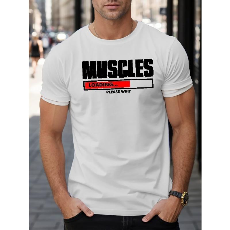 

Funny Text Print Casual Crew Neck Short Sleeves For Men, Quick-drying Comfy Casual Summer T-Shirt For Daily Wear Work Out And Vacation Resorts S белый