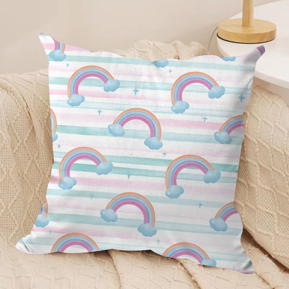 

Cute Dinosaur Rainbow Cushion Cover Soft Plush Fabric DoubleSided Printed Cushion Covers for All Seasons Modern HomeDecor Gift 30cmx30cm