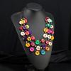 Handwoven Bohemian Coconut Shell Wood Necklace Feminine Style Long Multi-layer Colored Circle Pendant Accessories