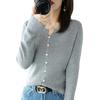 Spring and Autumn Thin V-neck Knitted Cardigan Women's New Slim-fit Sweater Korean Version Versatile Jacket Long Sleeve