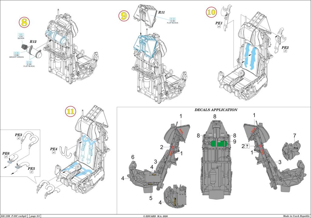 eduard Brassin Lockheed Martin Lightning II Cockpit Plastic Model Kit Parts EDU6481166 1/48 F-35C (for Tamiya) (Airplane)