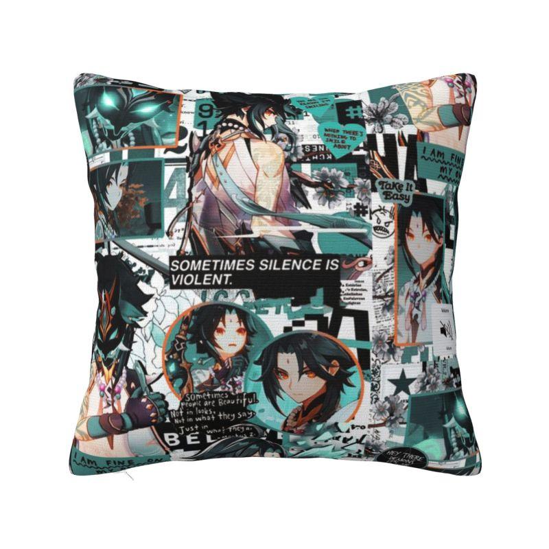 Custom Modern Anime Genshin Impact Cushion Cover Polyester Manga Kawaii Throw Pillow Case Home Decorative