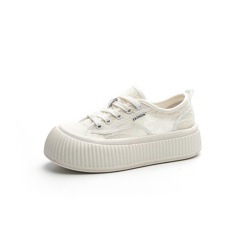 New Fisherman Shoes Lace Mesh Platform Biscuit Board Shoes Niche Ugly Cute Breathable Versatile Casual Big Head Bread Shoes