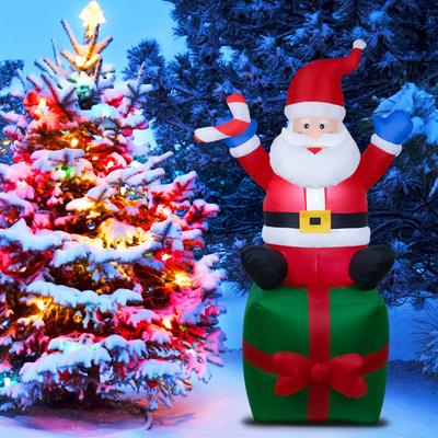 Inflatables Santa Water Resistant 6 LED Lighted Santa with Floor Stakes and Ropes for Lawn Yard Garden Holiday Xmas Decorations