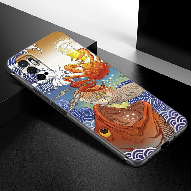 Anime-Telefonkasten im japanischen Stil für Xiaomi Redmi Note 7 8 9 10 Lite 11 11E 11T 12 Pro 11S 4G 10T 5G 8T 9S 10S TPU-Schwarzabdeckung