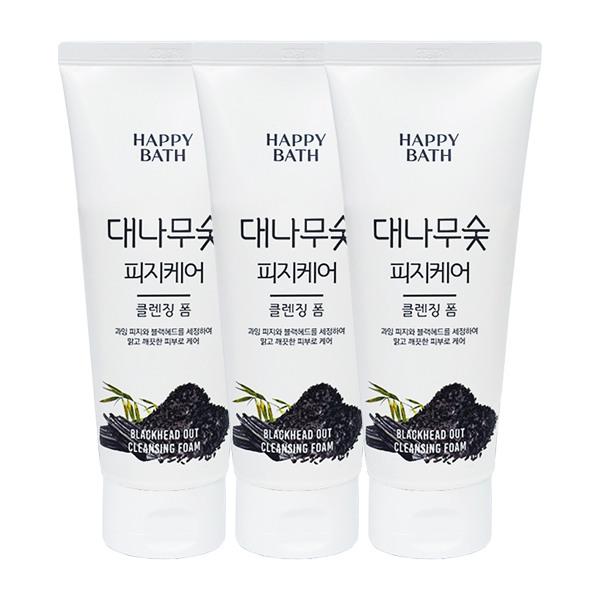 HAPPY BATH Bamboo Charcoal Sebum Absorbing Cleansing Foam 200g x3