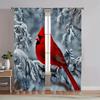 2pc Cardinal Print Door Curtains – Light-Reducing Rod Pocket Panels for Bedroom   Living Room   Kitchen & Office   Christmas Decor