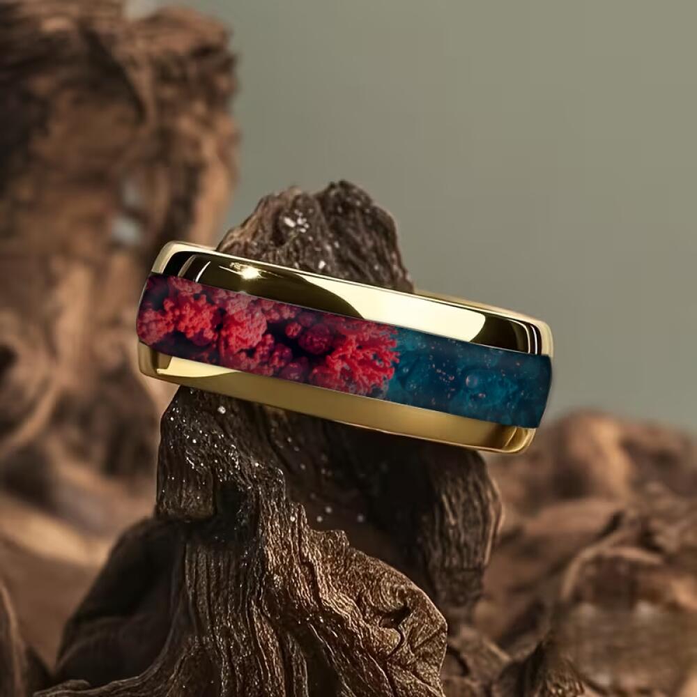 Luxury Green Crystal Stone Rings, Fashion 8mm Men Stainless Steel Ring, High Polished Wedding Band Jewelry Gifts
