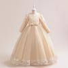 Girl Long Sleeve Dress Princess Party Gown Flower Performance