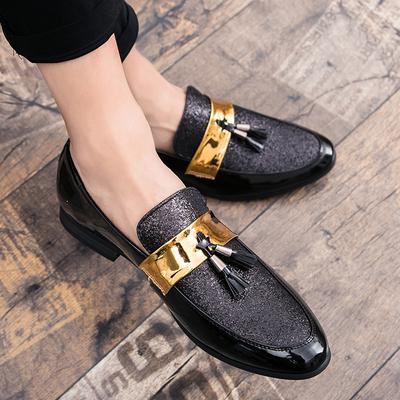 Heißer Verkauf Herren Flach Schwarz Golden Formell Patchwork Schuh PU Leder Lässige Herrenschuhe Für Mann Anzugschuhe 2025 Neu Zapatos Hombre
