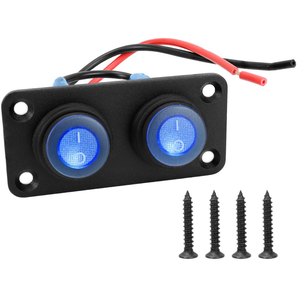 01     Waterproof LED Switch Panel 12V 1- 6 Gang Marine Boat RV Car Toggle Button IP67  Blue Circular Joystick Switch Panel