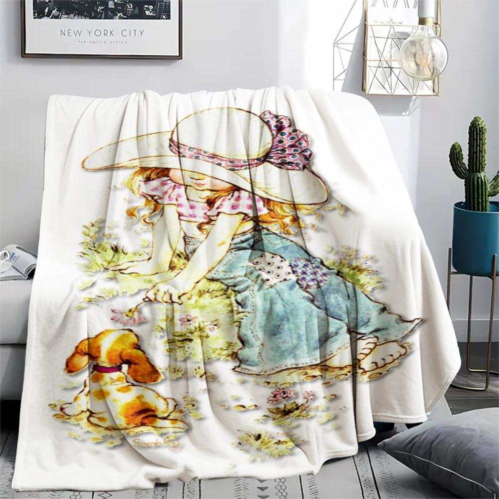 1PC Sarah Kay Print Flannel Blanket, High Quality Comfortable for All Seasons, Home Decor, Warmth and Comfort, Perfect for Christmas Gifts143