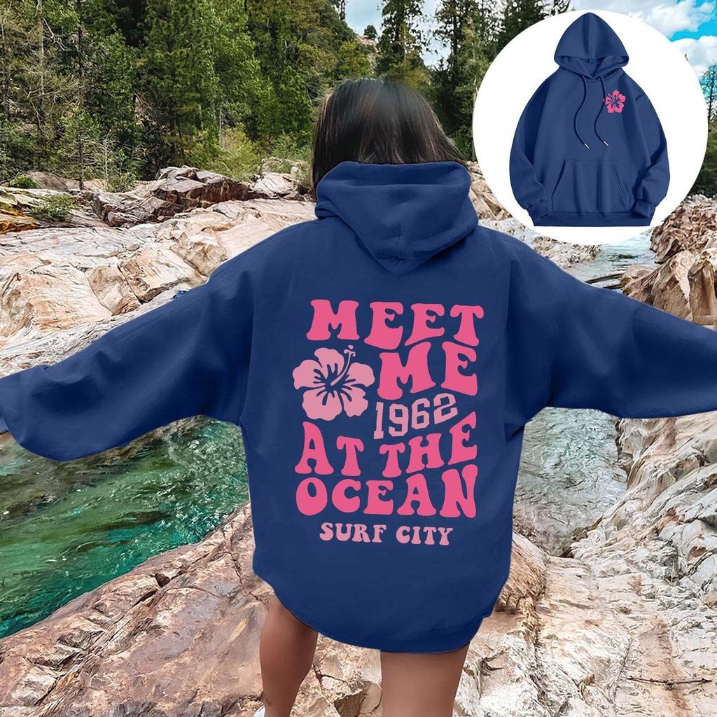 Letter Print Drop Shoulder Hoodie, XS-5XL, Autumn Collection for Men and Women